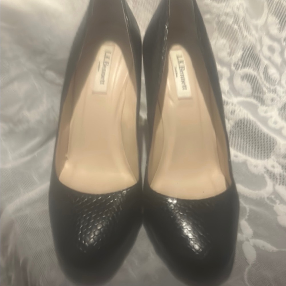 LK Bennett Black Textured Leather Heels